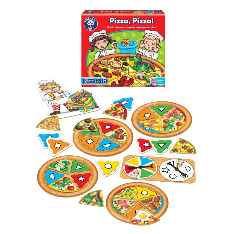 orchard-toys-pizza-pizza-บอร์ดเกมส์เด็ก-เสริมทักษะรูปร่าง-แยกแยะสี-ลิขสิทธิ์แท้-นำเข้าจากอังกฤษ-ของเล่นเด็ก-3-7-ปี