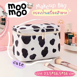 Chaichaishop🌷 พร้อมส่ง💥moomoo🐄 กระเป๋าเครื่องสำอาง ใส่ของได้เยอะ มีช่องเก็บแปรง ลายน่ารักคิ้วท์ๆ ใช้งานง่าย พกสะดวก