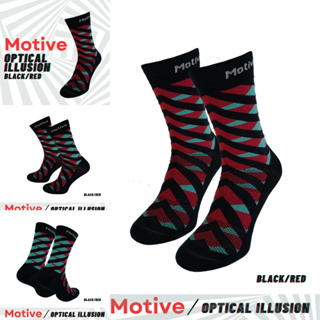 MOTIVE SOCK SPORT PERFORMANCE ILLUSION CREW BLACK/RED 02/ถุงเท้าออกกำลังกาย