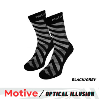 MOTIVE SOCK SPORT PERFORMANCE ILLUSION CREW BLACK/GREY 07/ถุงเท้าออกกำลังกาย