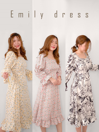 🔥พร้อมส่ง🔥 Emily dress 👗💫 เดรสไปทะเล แขนยาว ลายดอกไม้สไตล์มินิมอลเกาหลี