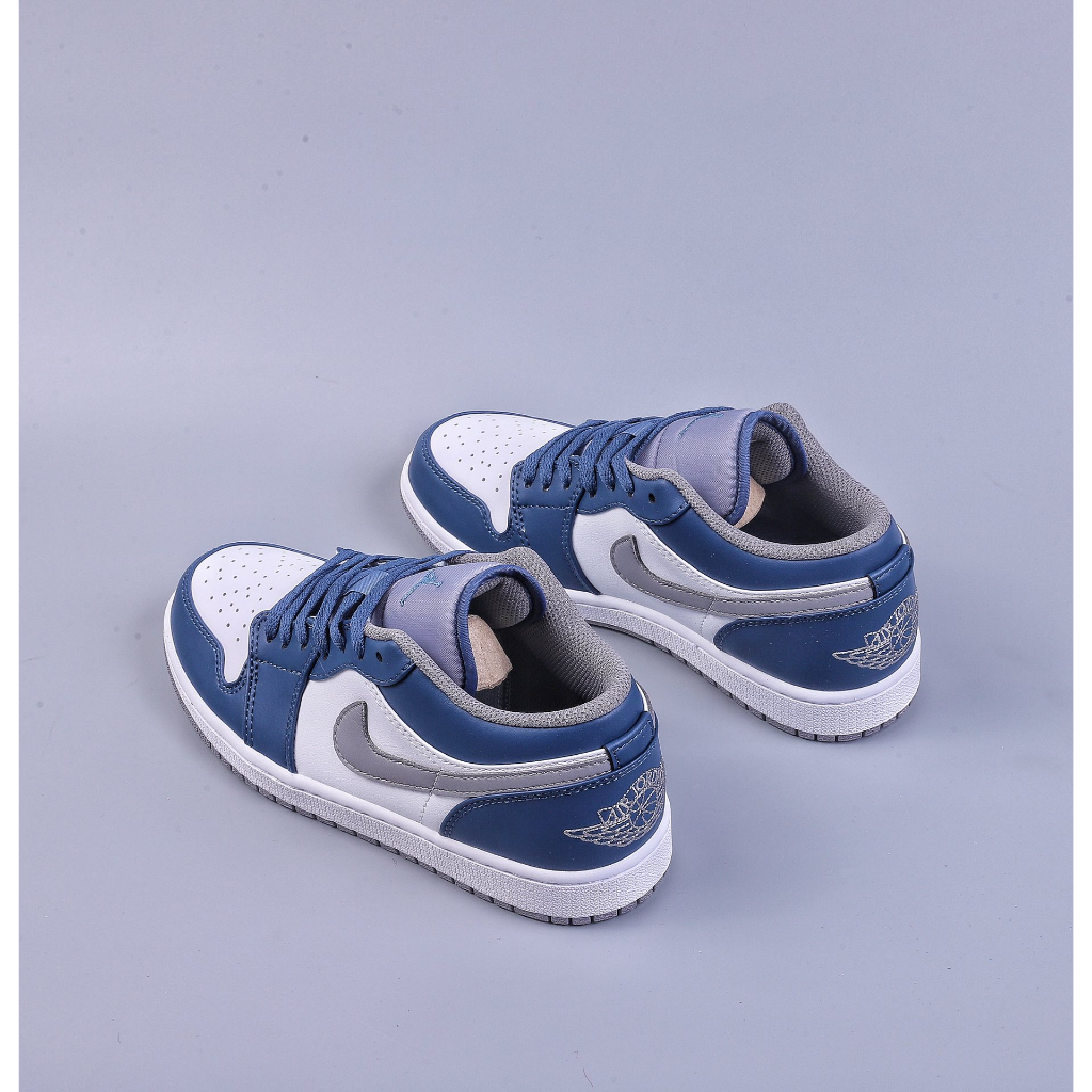 nike-air-jordan-1-low-aj1-รองเท้าผ้าใบ-รองเท้าสเก็ตบอร์ด-สีน้ำเงินเทา-ขาว