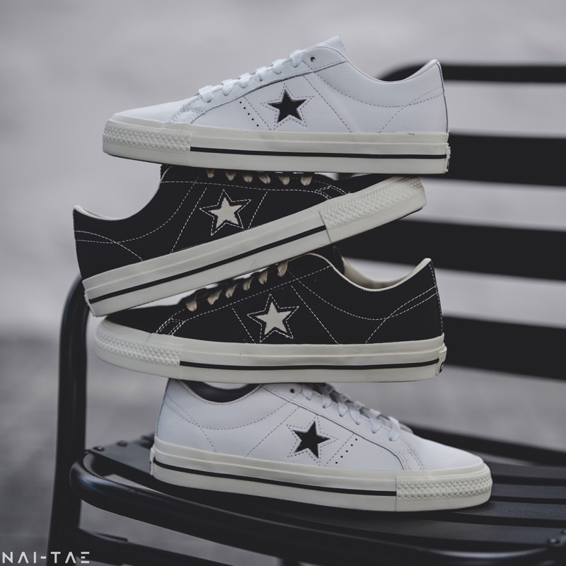 CONVERSE ONE STAR PRO LEATHER OX WHITE / BLACK | Shopee Thailand