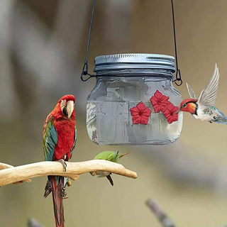 Neptuner แขวน Hummingbird Feeder ตกแต่งสวนพลาสติก PVC กลางแจ้งด้วยดอกไม้เทียมสำหรับนกสัตว์เลี้ยง