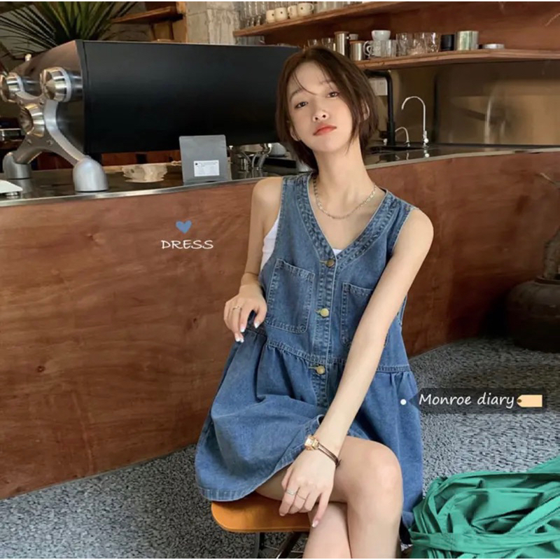 ส่งต่อเดรสยีนส์งานเกาหลีน่ารัก-นางแบบใส่งานจริง
