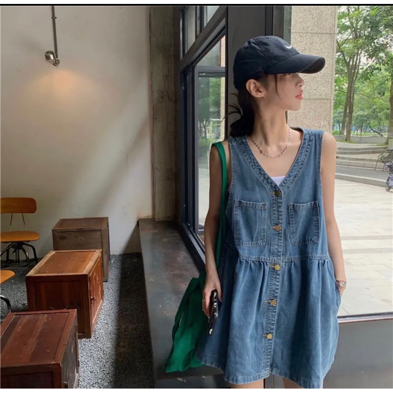ส่งต่อเดรสยีนส์งานเกาหลีน่ารัก-นางแบบใส่งานจริง