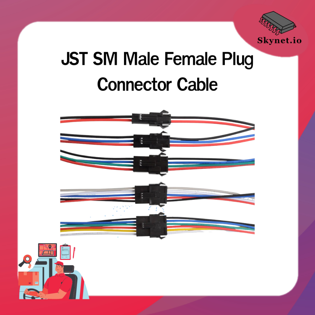 (5 ชิ้น) JST SM Male Female Plug Connector Cable 2pin 3pin 4pin 5pin ...