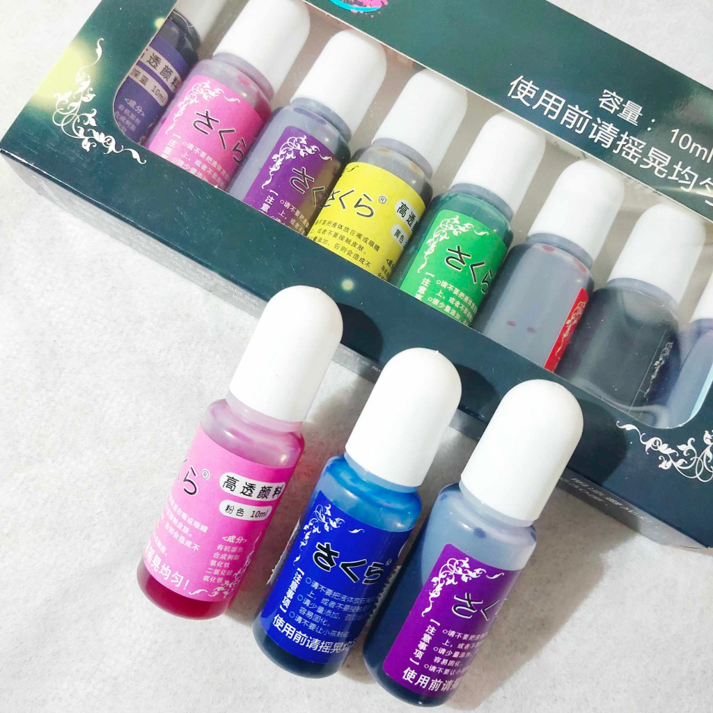 crystal-transparent-colors-เซ็ต10-สีหยดเรซิ่นแบบใส-สีใสผสมเรซิ่น-สีผสมยูวีเรซิ่น-สีอีพ้อกซี่เรซิ่น