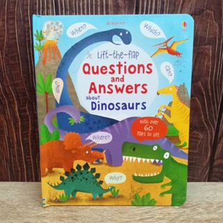 #มือสอง Usborne Lift the flap Questions and Answers about Dinosaurs. (Boardbook)