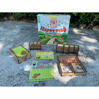 [Laser-Cut] Happy Pig Board Game [TH/EN]: Wooden Organizer - ชุดกล่องจัดเก็บอุปกรณ์สำหรับเกมรวมพลคนเลี้ยงหมู