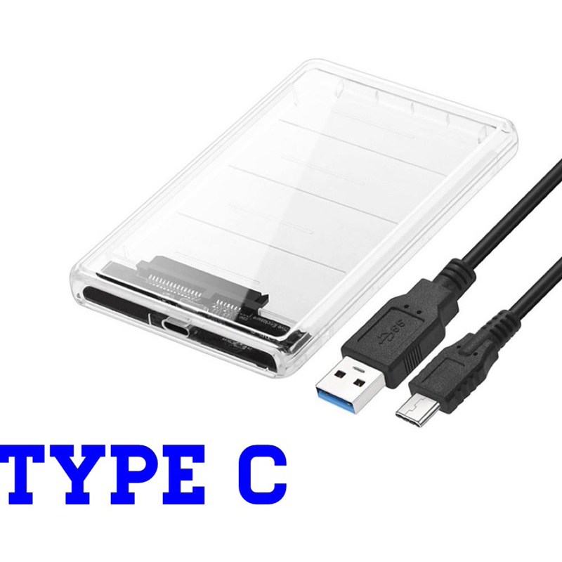 ภาพหน้าปกสินค้าTransparent 2.5 inch HDD SSD Case Sata to USB 3.1 Type C Adapter Free 5 Gbps Box Hard Drive Enclosure Support 2TB UASP