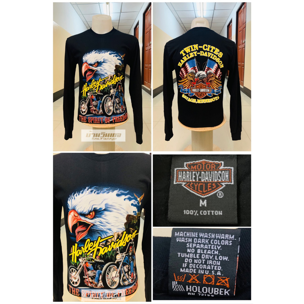 เสื้อแขนยาวฮาเลย์-harley-davidson-ป้ายฮาเลย์-ผ้าcotton-ลายที่-l049-l060