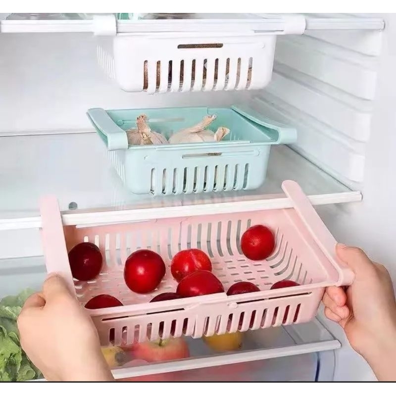 ส่งฟรี-เก็บเงินปลายทาง-ตะกร้าพลาสติกจัดระเบียบตู้เย็น-ลิ้นชักอเนกประสงค์-ปรับขนาดได้ตามต้องการ-กล่องจัดของในตู้เย็น
