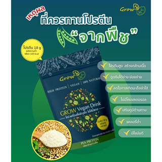 ภาพขนาดย่อของภาพหน้าปกสินค้าGrow vegan protein เครื่องดื่มธัญพืช สูตรไม่มีน้ำตาล (1 ถุง 300 กรัม แถมช้อนตวง) High protein cereal drink, no sugar จากร้าน healthy.s1 บน Shopee