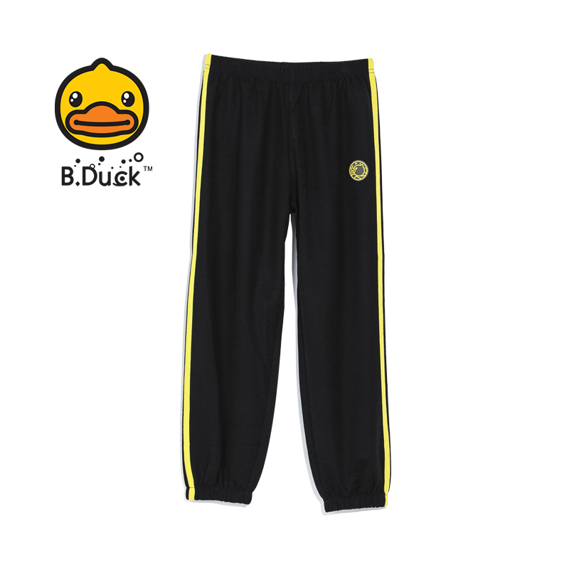b-duck-กางเกงขายาว-เด็กผู้หญิง-เอวยางยืด-ลายเป็ดล้วน-โลโก้-กางเกงกีฬาลำลอง-unisex
