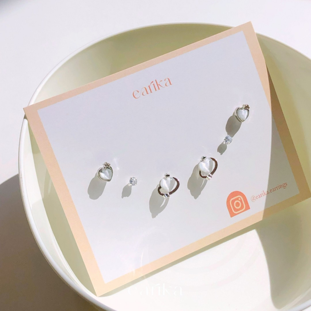 กรอกโค้ด-72w5v-ลด-65-earika-earrings-smoke-white-heart-planet-amp-pal-set-เซ็ตต่างหูก้านเงินแท้-คนแพ้ง่ายใส่ได้