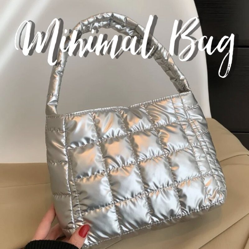 minimal-bag-กระเป๋าถือสีเงินเมทัลลิค-สายมินิมอล