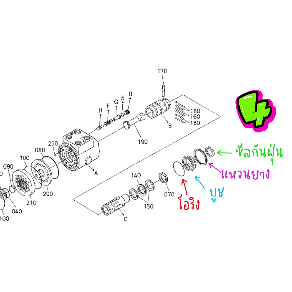 ชุดซ่อมจีโรเตอร์พวงมาลัย-รถไถคูโบต้า-รุ่น-m5000-m6040-m7040