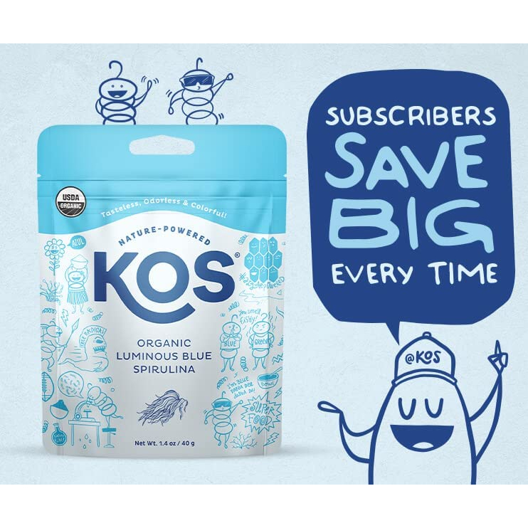 KOS USDA Organic Blue Spirulina Powder, Phycocyanin Vegan Algae