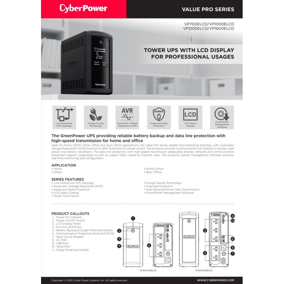 cyberpower-ups-value-pro-1000va-550w-vp1000elcd-เครื่องสำรองไฟ