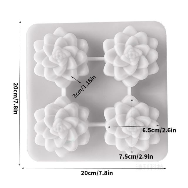 แม่พิมพ์-ดอกไม้-4ช่อง-mooncake-silicone-ซิลิโคน-ขนมไหว้พระจันทร์