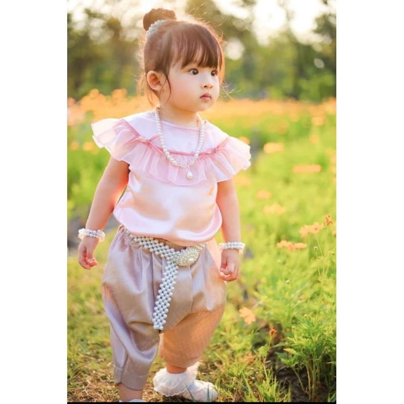 ชุดไทยเด็ก-ชุดไทยเด็กผู้หญิง-ชุดไทย-ชุดสงกรานต์เสื้อลายดอก