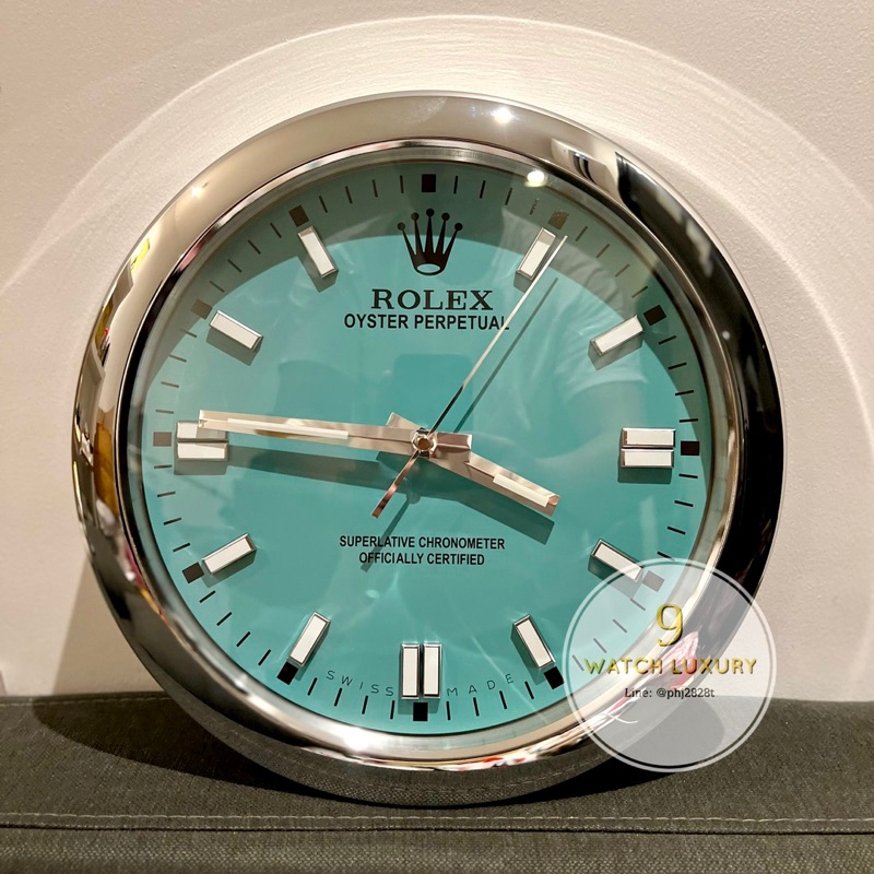 พรีเมียม-นาฬิกาแขวนผนังrolex-op-ฟ้าขนสด34cmหนา5cm-วัสดุพรีเมียม