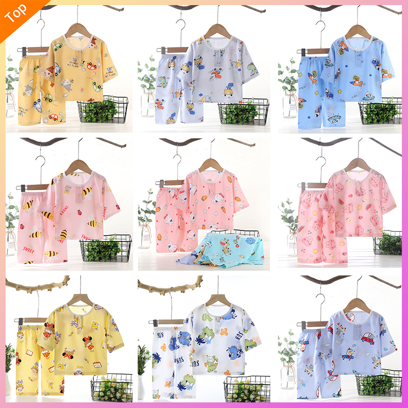 ชุดนอนเด็กผ้าฝ้าย เซ็ต 2ชิ้น เสื้อแขนยาว+กางเกงขายาว ชุดนอนลายการ์ตูน ...