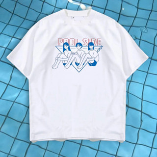 เสื้อยืด ลาย pool side วินเทจ สุดเท่ มีไซส์ใหญ่ พร้อมส่ง