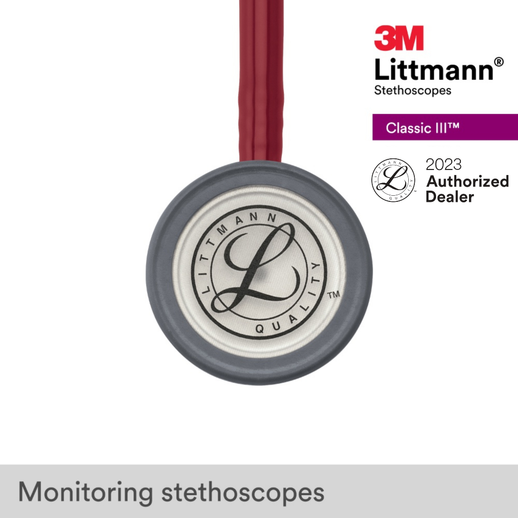 3m-littmann-classic-iii-27-inch-5627-burgundy-tube-standard-finish-chestpiece-stainless-stem-amp-eartubes