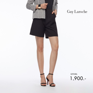 Guy Laroche กางเกงขาสั้น กางเกงขาสั้นผู้หญิง กางเกงผู้หญิง Pants สีดำ ดีเทลขอบเอวยางยืดด้านหลัง (G9XIBL)