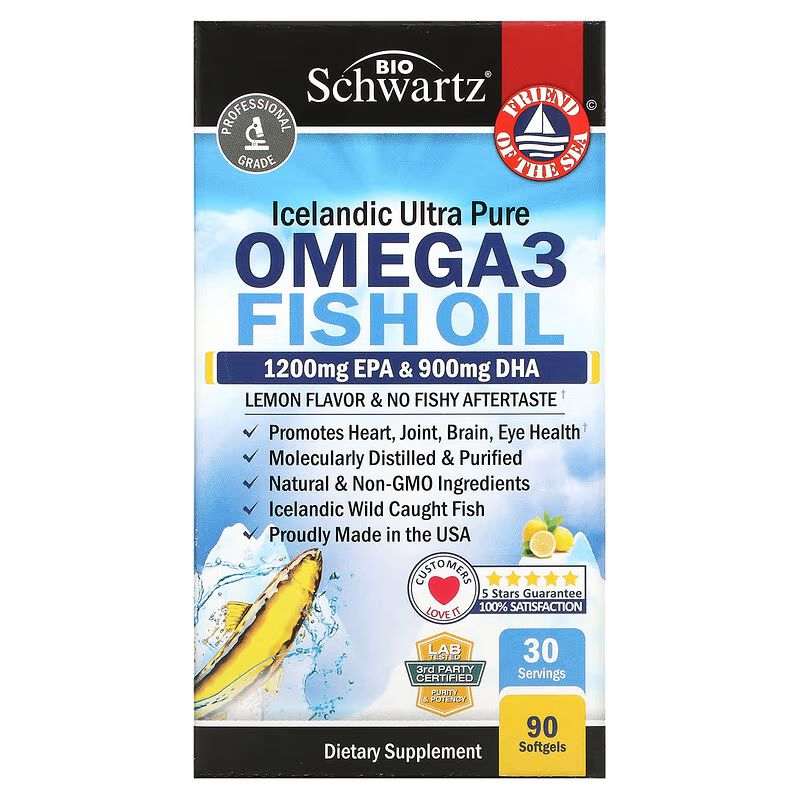 bioschwartz-omega-3-fish-oil-lemon-flavor-90-softgels-โอเมก้า-3-น้ำมันปลา-บำรุงสมอง-ดวงตา-ข้อต่อ-หัวใจ