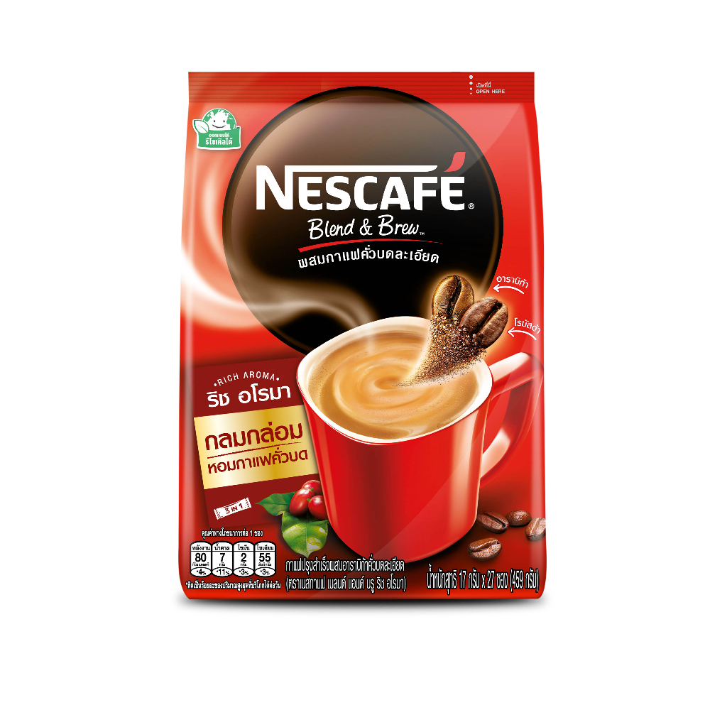 ภาพสินค้าNESCAF Blend & Brew Instant Coffee 3in1 เนสกาแฟ เบลนด์ แอนด์ บรู กาแฟปรุงสำเร็จ 3อิน1 แบบถุง 27 ซอง (แพ็ค 3 ถุง) NESCAFE จากร้าน nestle_foodbeverage_official บน Shopee ภาพที่ 7