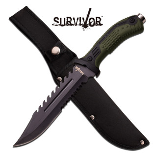 &lt;พร้อมส่ง&gt; BCKnives ขายมีดเดินป่า มีดใบตายดำเขียวอเวจี SURVIVAL BLACK GREEN ABYSS FIXED BLADE (HK-793GN BK)