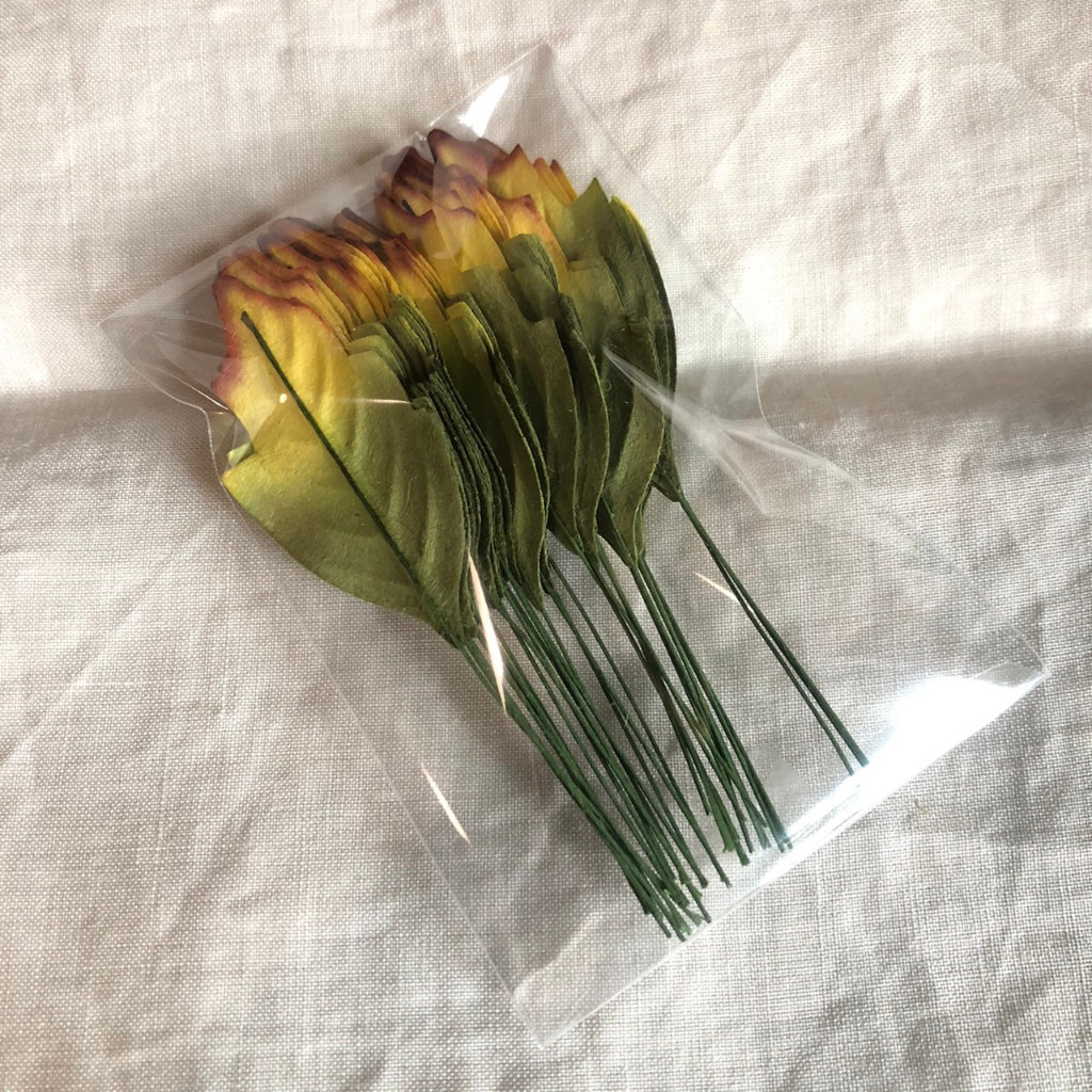 ใบไม้กระดาษสาติดก้านลวด-35-ชิ้น-ดอกไม้ประดิษฐ์สำหรับงานฝีมือและตกแต่ง-l01