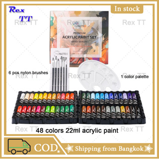 Rex TT New acrylic paint set 48 colors 22ml acrylic paint to send palette 6 brushes diy graffiti paint ภาพวาดสีอะคิลิก