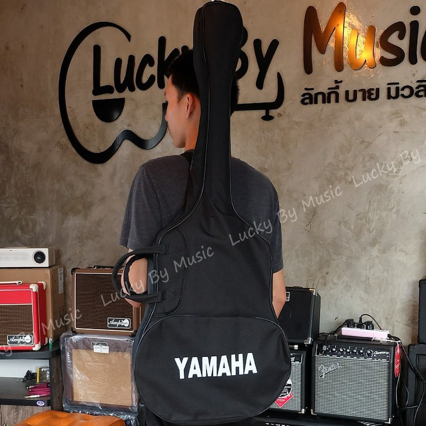 ฟรีปิ๊ก2อัน-กระเป๋ากีต้าร์โปร่ง-yamaha-กระเป๋าผ้า-39-41-นิ้ว-สะพายหลังได้-ด้านหน้ามีช่องเก็บอุปกรณ์-มีปลายทาง