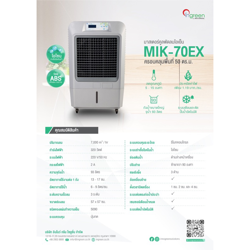 มอเตอร์พัดลมไอเย็น สำหรับพัดลมไอเย็น MasterKool MIK-70EXอะไหล่ศูนย์ ...