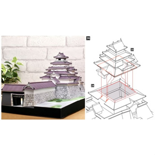 โมเดลกระดาษ 3D : ปราสาทสึรุกะ ปราสาทไร้พ่าย AIZU Tsurugajo Castle กระดาษโฟโต้เนื้อด้าน กันละอองน้ำ