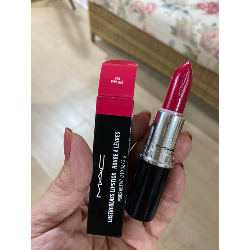 พร้อมส่ง-lip-mac-lustreglass-lipstick-546-pink-big-3g-ฉลากไทย