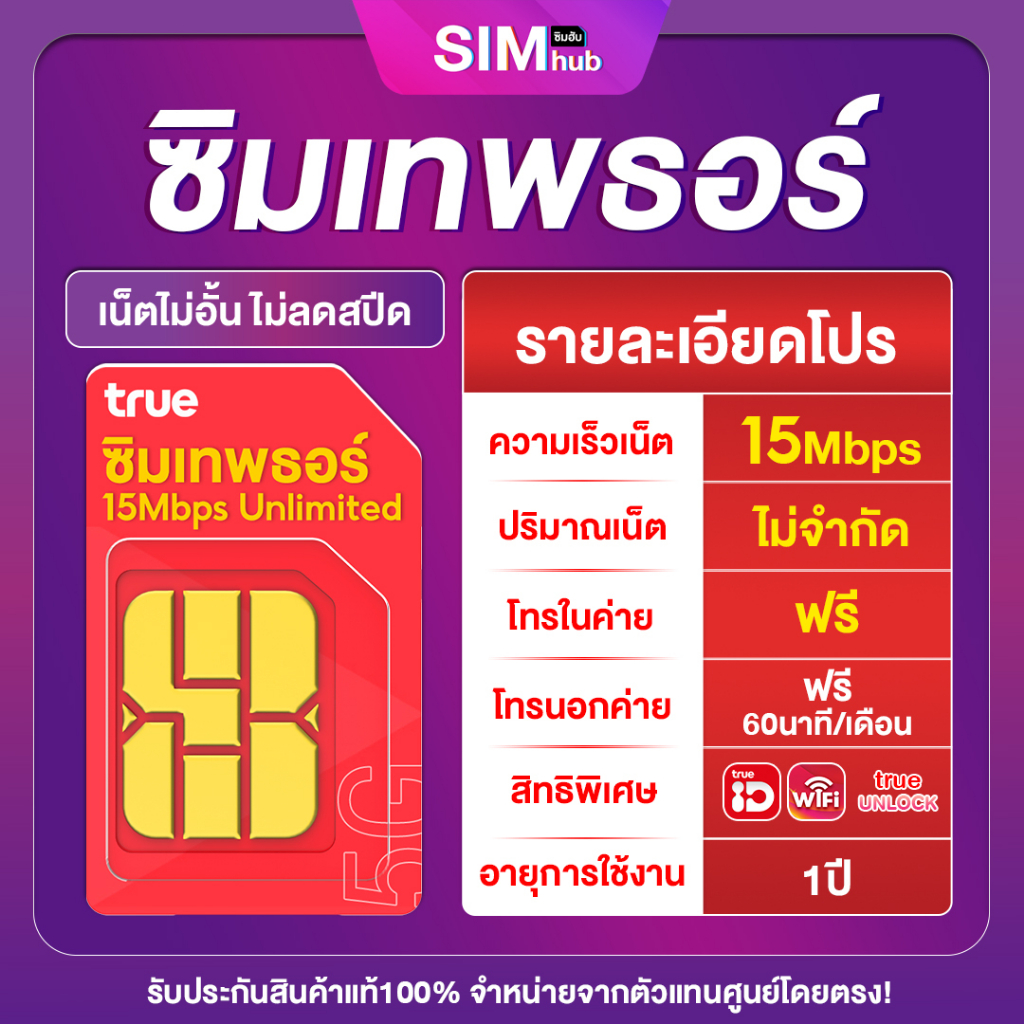 ภาพหน้าปกสินค้าซิมเทพธอร์เลือกเบอร์ ( ชุด2 ) ซิมธอร์ 15Mbps ไม่ลดสปีด เน็ตไม่อั้นทั้งปี โทรฟรีในเครือข่าย Truemove 4G ส่งฟรี By Simhub จากร้าน simhub บน Shopee