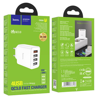 หัวชาร์จ 4 Port usb Hoco C102A wall charger USB 18W + 3*USB 5V / 2.1A output