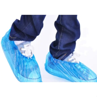 ถุงคลุมรองเท้าพลาสติก สีน้ำเงิน 50 คู่ ชนิดหนา (100ชิ้น) เกรด A
