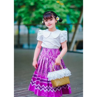 ชุดเด็กหญิง ชุดไทยประยุกต์ ผ้าฝ้าย สวยหรูดูดี (ไม่รวมกระเป๋า)