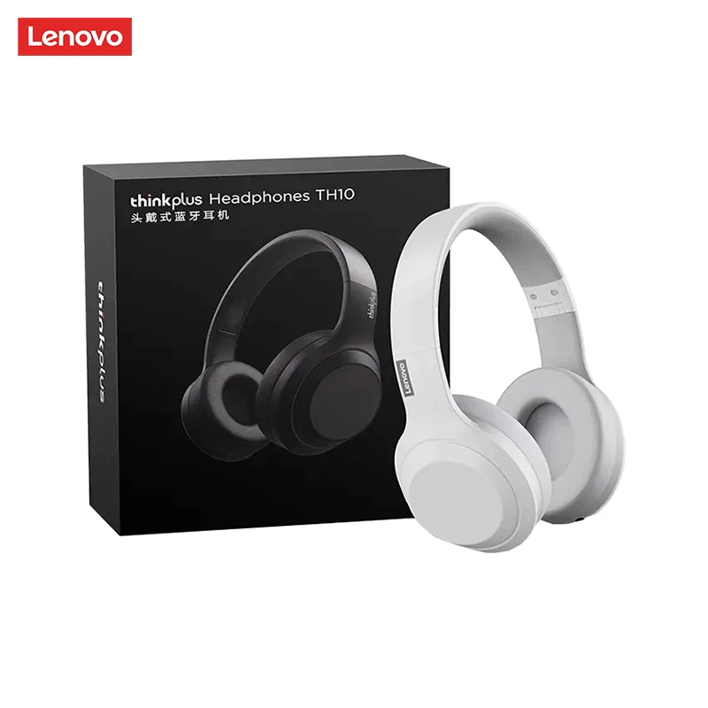 Lenovo TH10 หูฟังครอบหูบลูทูธ เสียงสเตอริโอ 9D พร้อมไมโครโฟน รองรับการเชื่อมต่อแบบไร้สายและสาย AUX