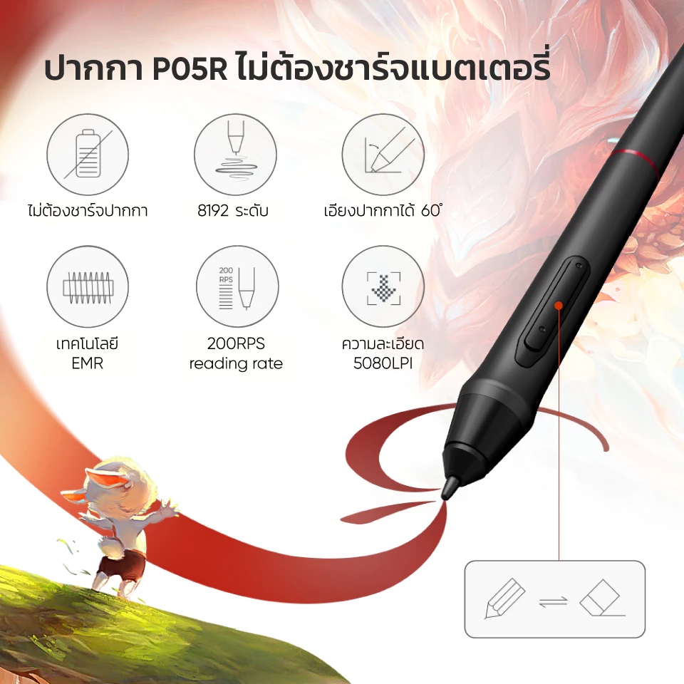 XPPen Artist 24 FHD เมาส์ปากกาแบบจอวาด ขนาด 23.8 นิ้ว FHD แรงกดปากกา 8192 ระดับ แสดงสี 132% sRGB
