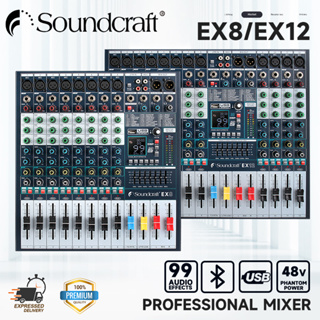 SOUNDCRAFT EX8 EX12 MX800PROอินพุตช่องสัญญาณช่องสัญญาณเดี่ยว, เครื่องเล่นเพลง MP3  Bluetooth+48V Phantom Power