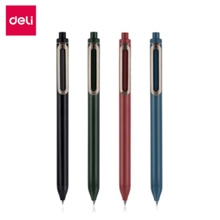 Deli ปากกาเจลหมึกดำ ปากกาเจล แบบกดมือ เขียนลื่น พกพาง่าย เครื่องเขียน อุปกรณ์สำนักงาน  Gel pen