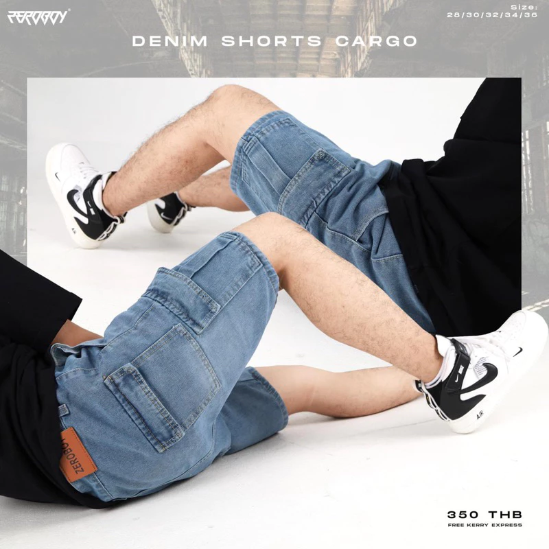 ZEROBOY DENIM SHORTS CARGO กางเกงยีนส์คาร์โก้ขาสั้น