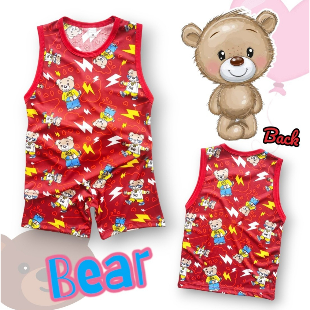 12-ชุดเซ็ตเด็ก-ชุดนอนเด็ก-งานผ้าไมโครไฮเกรด-พิมพ์ลายการ์ตูนทั้งชุด-ลาย-หมี-สายฟ้า-เสื้อกล้าม-เสื้อแขนกุด-กางเกงขาสั้น